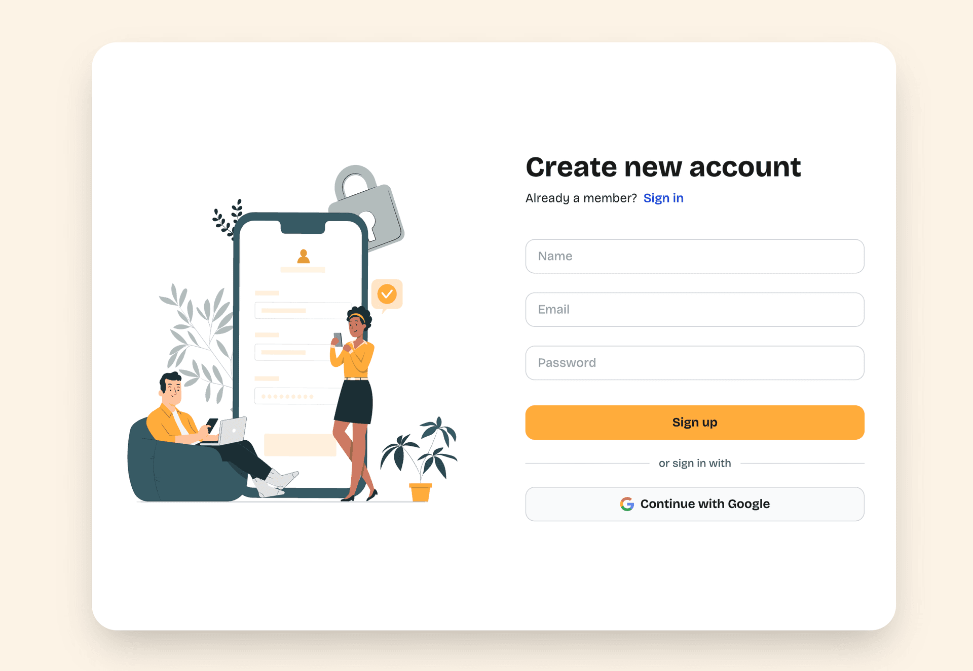Oktoprism sign-up page with email and Google authentication